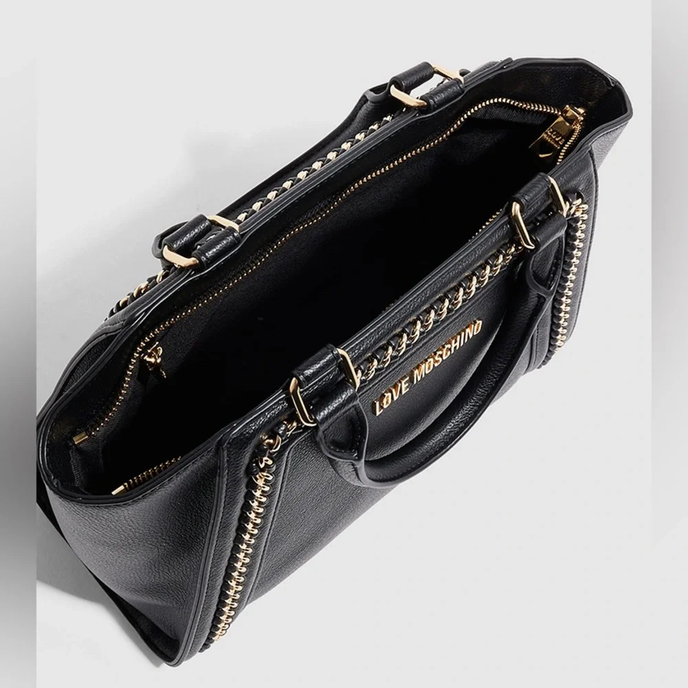 NWT LOVE MOSCHINO Chain Link Satchel in Black